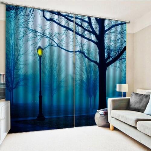 Custom blue tree curtains 3D Curtains set For Bed room Living room Office Hotel Home Wall Decorative
