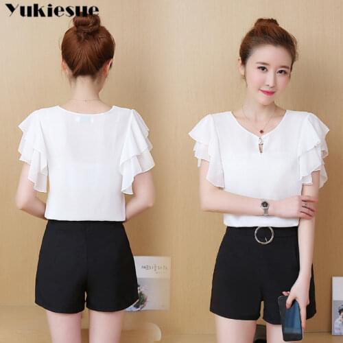 Woman shirts 2019 summer womens shirt blouse for women blusas womens tops and blouses chiffon ruffles ladies top plus size