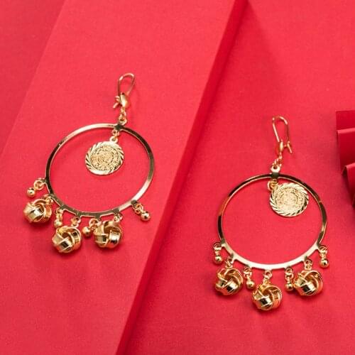 Dubai Gold Color Earrings 24K For Women Wedding Jewelry Womens Earrings For Girls Bridal Wife Gifts African Dubai French