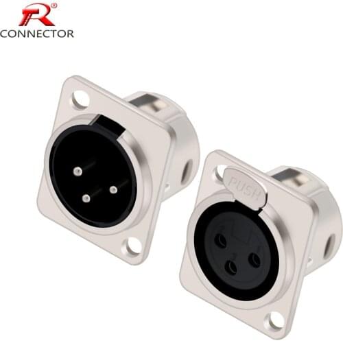 4sets XLR connector, 3pins, panel mount chassis socket, male plug + female jack, Zinc alloy shell+copper pins