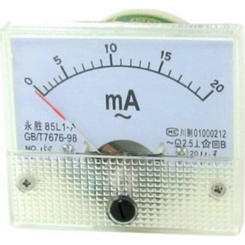 1 PC Class 2.5 85L1-A AC 0-20mA Rectangle Analog Ampere Meter Ammeter