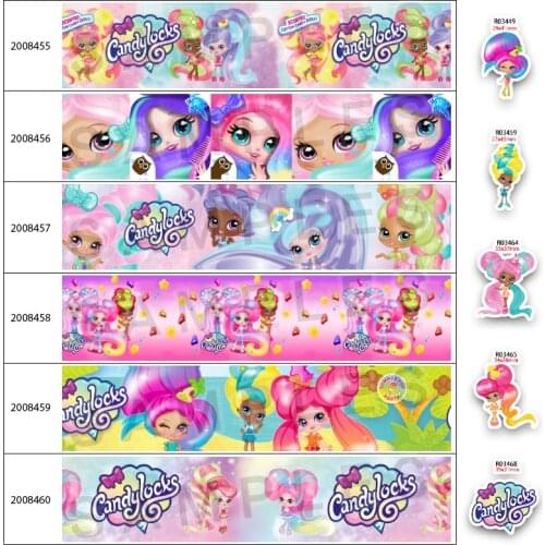 10Yards 25mm/38mm/50mm/75mm Grosgrain/Satin Ribbon Pretty Cartoon Girl Printed ,Planar Acrylic Resins 30pcs/lot 200845 200846