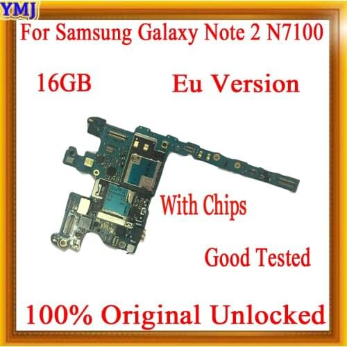 16gb EU Version For Samsung Galaxy Note 2 N7100 Motherboard,100% Original unlocked for Note 2 N7100 Mainboard with Full Chips