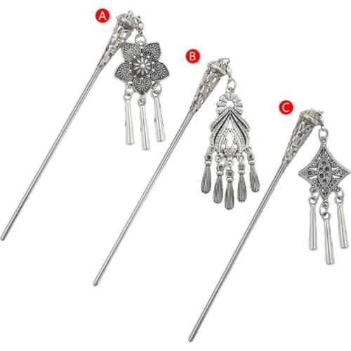 2020 Classical Retro Hairpin Chinese Hair Stick Vintage Tassel Floral Headwear Antique
