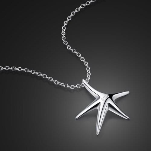 2020 Fashion 925 Sterling Silver star pendant Choker New Design solid silver necklace women Bohemia Starfish jewelry Wholesale