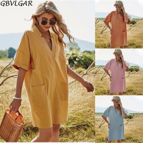 2021 New Dress Retro Knee-Length Skirt V-neck Pullover Long Sleeve Shirt Fashion Loose Vest Skirt Sexy Skirt Casual Dress Female