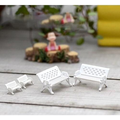 3Pcs/Set Cute Mini White Bench Fairy Doll Chairs Terrarium Moss Decor Figurines Garden Miniatures Micro Landscape Accessories