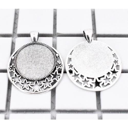 4pcs 25mm Inner Size Antique Silver Plated Simple Style Cabochon Base Cameo Setting Charms Pendant-A3-50