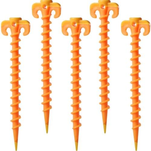 5pcs/set Outdoor Mountaineering Canopy Tent Ground Screw Type Plastic Nail Camping Tent Ground 20cm Equipment Edc Survival Tool