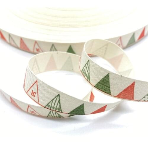 5Yards 15mm Cotton Ribbon Printed Cotton Ribbons For Wedding Christmas Decoration DIY Sewing Fabric #20