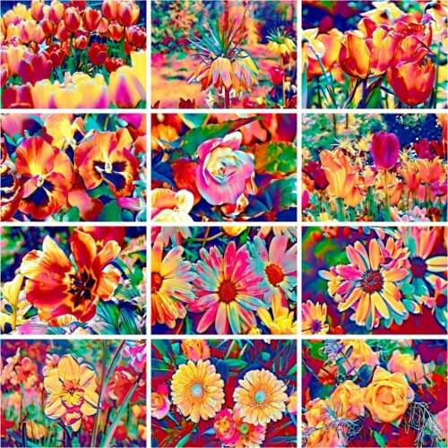 Huacan 5d Diy Diamond Painting Daisy Flower Diamond Mosaic Embroidery Colorful Floral Cross Stitch Home Decor Wall Stickers