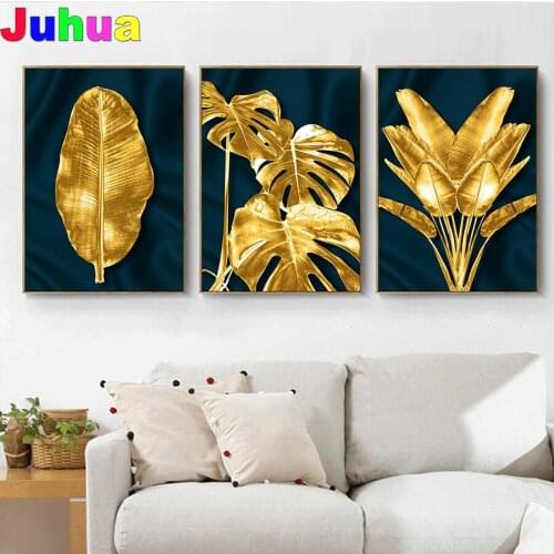 Golden Leaf DIY Diamond Painting Modern plant Diamond Embroidery Rhinestone of Pictures mosaic art home decor nordic picture