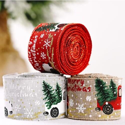 5M/Roll 5Cm Satin Christmas Ribbons For Decoration Car Tree Fabric Ribbon Festival Party DIY Bowknot Craft Material Webbing