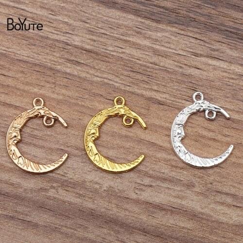BoYuTe (50 Pieces/Lot) 22.5MM Metal Alloy Moon Pendant Charms DIY Jewelry Accessories Hand Made Materials