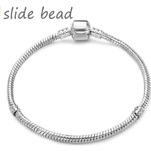 2018 Silver Plated Hot Basic Snake Chain Bracelet Diy Beads Glamour Jewelry Does Not Fading Original Pan Bracelet and Bracelet