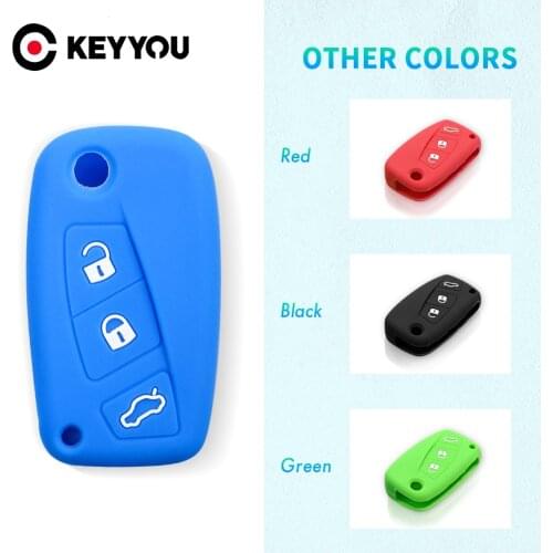 KEYYOU Key Rings For FIAT Panda Stilo Punto Doblo Grande Bravo 500 Ducato Minibus 3 buttons Silicone Car Key Fob Case Cover