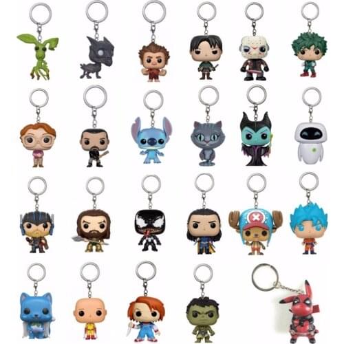 Vegeta Son Goku Saiya Keychain Vinyl Toy Fantastic Beasts Thestral Attack on Titan Levi VENOM Dragon Ball Action Toy Figures