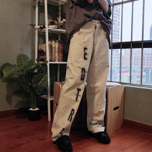 JASUMMER mens and womens casual pants summer loose retro straight trousers pant