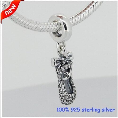 CKK 925 Sterling Silver Jewelry Ballet Slipper Silver Dangle With Charms Original Beads Fits Bracelets For Jewelry Making