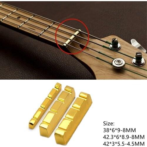 For 4 String Slotted Brass Gold Plated Electric Bass Guitar Nut Pillow 38/42mm Crisp Sound Shining Parts Accessories Tool