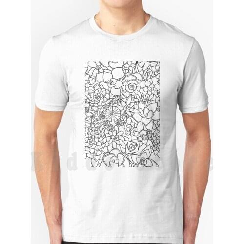 Succulent Garden T Shirt DIY Big Size 100% Cotton Succulents Plants Line Art Simple Flora Perl Von Nurnberg Echeveria Cactus