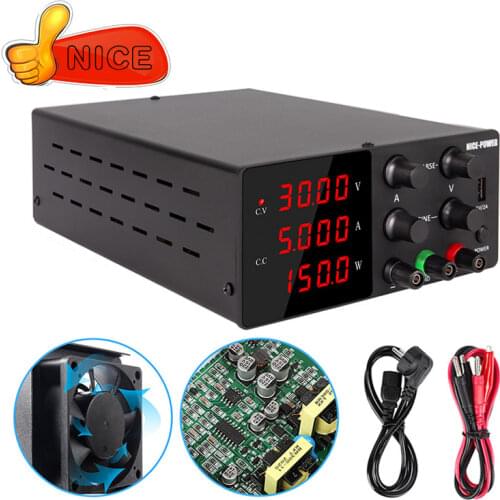 DC Power Supply Adjustable 30V 5A LED Lab Power Supply Voltage Regulator Stabilizer Switching Variable Bench Source DIY 60V 5A