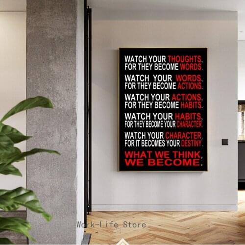 7 Rules Of Life Watch Your Thoughts Art Canvas Print Painting Motivation Quote Wall Picture Office Home Decoration Poster
