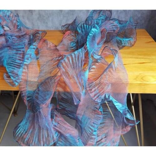 1Y 13CM Wide Pleated Organza Lace Trim Ruffle Microfolds DIY Patchwork Decor Cuffs Neckline Wedding Dress designer Accessories