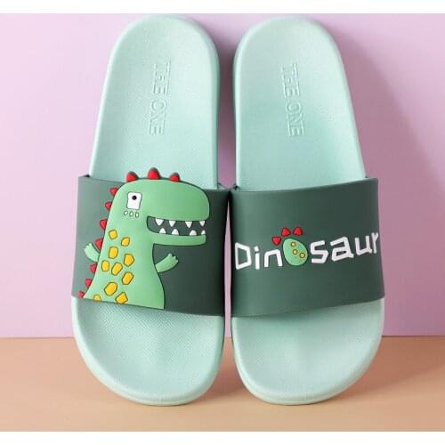 Summer Fashion Cartoon Men Bathroom Slippers Comfortable Lightweight Dinosaur Slippers Soft Bottom Anti Slip Couples Flats