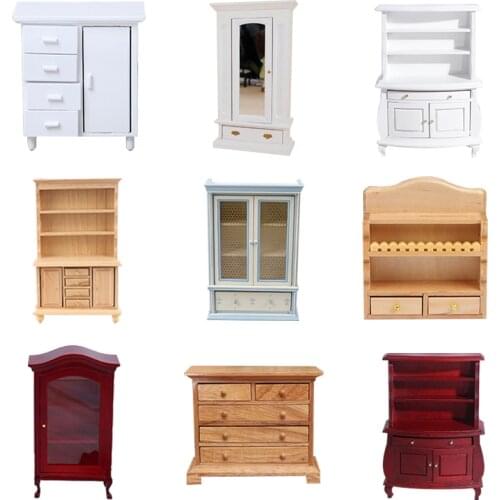 1PC DIY Miniatures Closet Hanging TV Book Cake Bedside Table Cabinet Shelf Legs Cupboard Model Dollhouse Furniture Toys