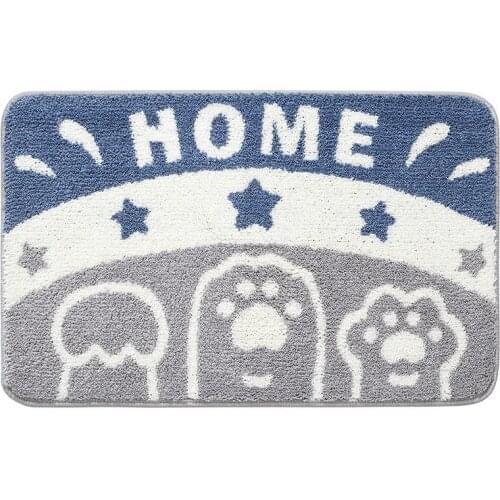 Cartoon Flocking Bath Rug Non-slip Absorbent Bathroom Doormat Bear Pattern Soft Bath Mat Fluffy Kitchen Entrance Doormat
