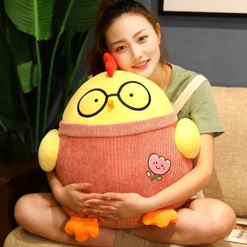 40/50cm Stuffed Soft Kawaii Doctor Chicken Plush Toys Creative Round Chicken Baby Dolls Sofa Cushion Appease Toys Children Gift