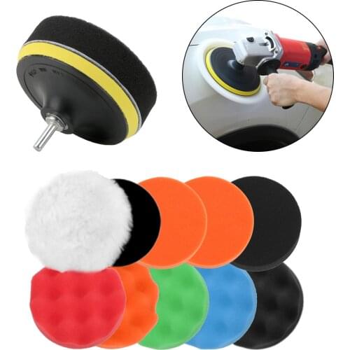 12pcs Car Sponges Polisher Waxing Pads Buffing Polishing Paint Kit Drill Wheel Clean Tools Motorcycle 4x4 Automotive Accessories
