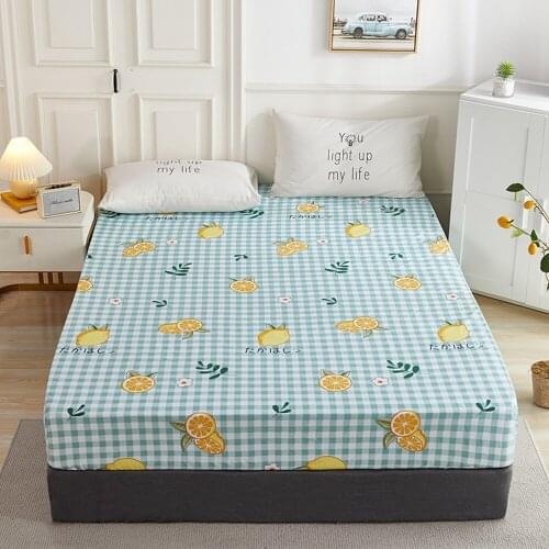 1pcs 100% Cotton Printed Fitted Sheet Mattress Cover Double Four Corners With Elastic Band Adult Kids Bed Linen (No Pillowcase)
