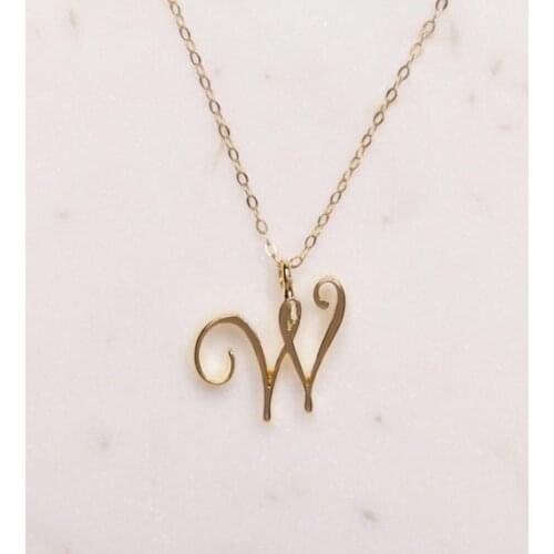Small letter Label Simple Initial Logo alphabet W Necklace Name Symbol English Initials Letters Charm Pendant Jewelry