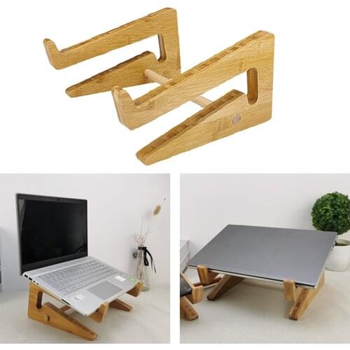 Wooden Laptop Stand Ventilated Desktop Easy to Assemble Detachable Laptop Riser for MacBook Home Use Office Music Score Magazine