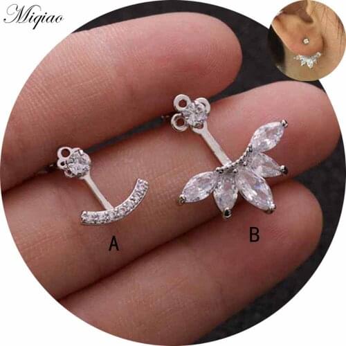 Miqiao 2pcs Simple Trend Stainless Steel Leaf Thin Rod Earrings Piercing Jewelry
