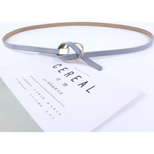 New fashion strap thin cowskin genuine leather belts waist metal round buckle for women dresses circle waist rope casual luxury