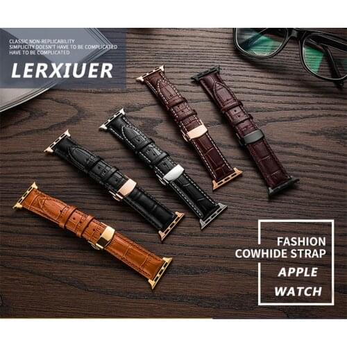 Strap for apple watch 6 band 44mm 40mm 42mm 38mm Genuine Leather watchband accessories bracelet correa iwatch series 5 4 3 2 SE