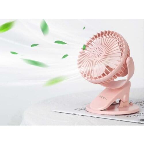 Rock Mini Desktop Fan Low Noise 3 Gear Wind Speed 1200mAh USB Charging Stroller Fan Air Purifies Air Cooling Fan For Office