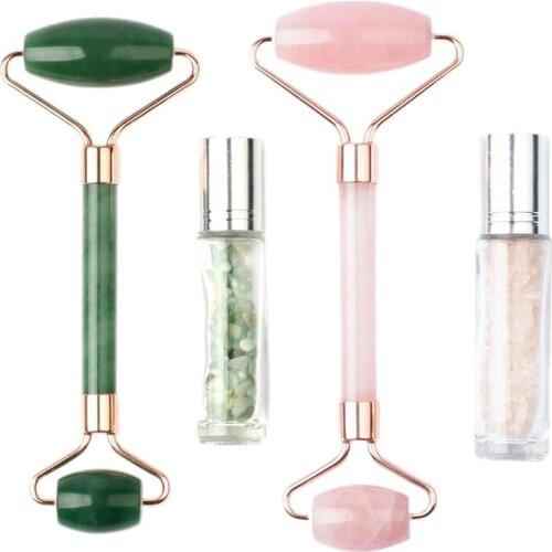 Roller with Gemstone Bottle Facial Skin Roller for Face Eyes Neck Body Muscle Relaxant Relieve Wrinkles