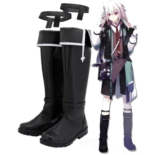 Game Arknights Ansel Cosplay Boots Black Shoes Custom Made Any Size