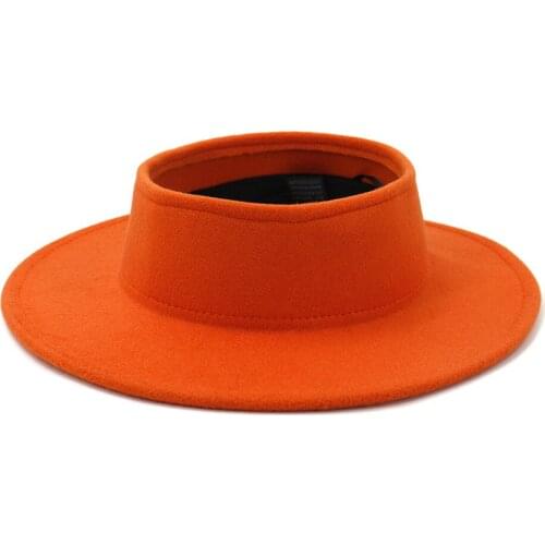 Fedora hat empty top autumn and winter men and women new big brim hat Korean fashion woolen empty top jazz hat top hat