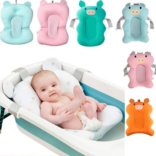 Newborn Bath Seat Support Mat Portable Baby Bath Pad Chair Baby Bathtub Safety Pillow Infant Anti-Slip Comfort Bath Cushion Mat