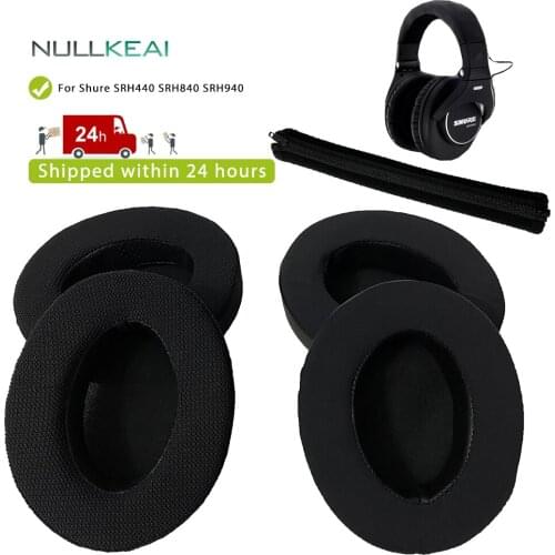 NULLKEAI Replacement Earpads Headband For Shure SRH440 SRH840 SRH940 Headphones Ice Feeling Breath Ear Cushion