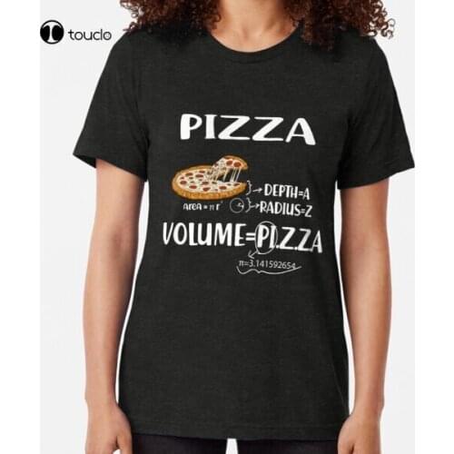 Funny Pizza Math Formulas Math Teacher National Pizza Day Tri-Blend T-Shirt Tee Shirt Mens White Shirt