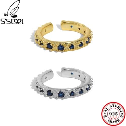 SSTEEL Sterling Silver 925 Korean Micro Zircon Texture Design Opening Ring For Women Luxury Accesories Engagement Jewellery
