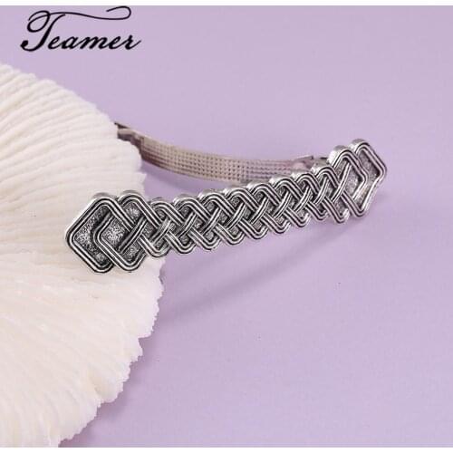 Teamer Vintage Irish Knot Hair Jewelry Women Antique Silver Color Barrette Viking Handmade Hair Pins Clip Accessories Elegant
