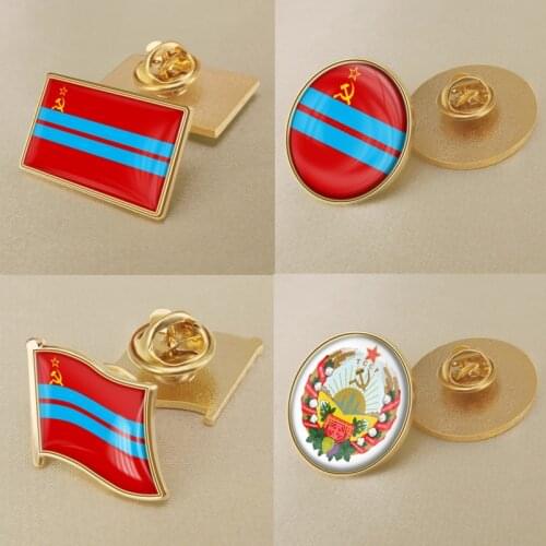 Turkmenistan Turkmen Soviet Socialist Republic SSR Flag Brooch Badges Lapel Pins