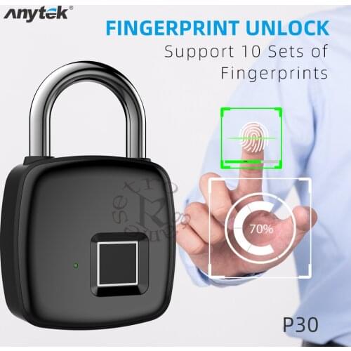 DHL 20pc/lot Smart Fingerprint Padlock Keyless USB Rechargeable Quick Unlock Door Lock Zinc alloy Metal Self Developing Chip P30